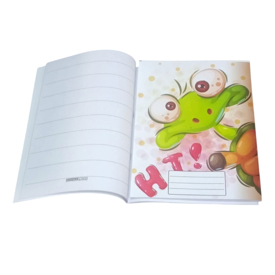 Bild von Schulheft 9 Zeilen, 28 Blätter, Frosch-Design, Couché-Umschlag, Größe 16 × 22,5 cm – Extra Line