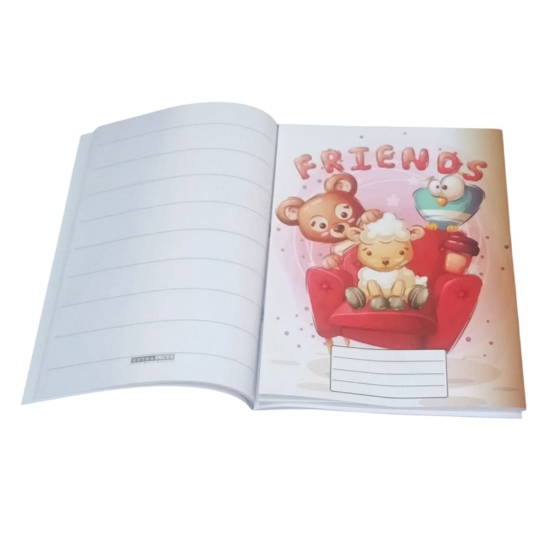 Bild von Schulheft 9 Zeilen, 28 Blätter, Design „Freunde“, Kunstdruckumschlag, Größe 16 × 22,5 cm – Extra Line