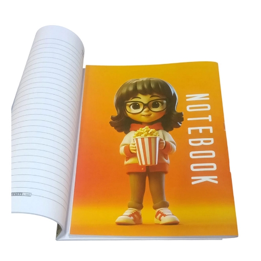 Picture of University Notebook, Stapled, Ruled, 60 Sheets, Girl Design, Coated Cover, Size A4 – Extra Line