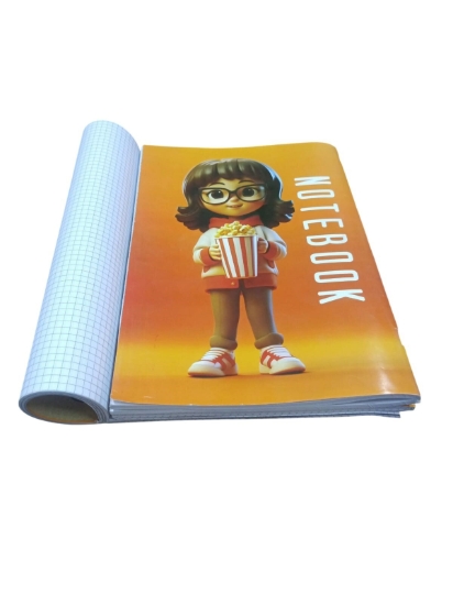 Bild von A4 Universitätsheft mit Heftklammern, 100 Blatt, 0,5 cm Karierung, Mädchenumschlag, Glänzendes Couché – Extra Line