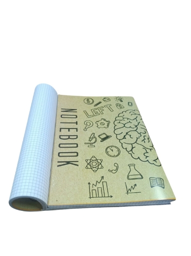 Image de Cahier Universitaire A4 à Agrafes, 100 Feuilles, Quadrillage 0,5 cm, Couverture Kraft, Couché Brillant – Extra Line