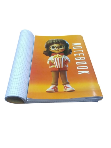 Image de Cahier Universitaire A4 à Agrafes, 80 Feuilles, Quadrillage 0,5 cm, Couverture Fille, Couché Brillant – Extra Line