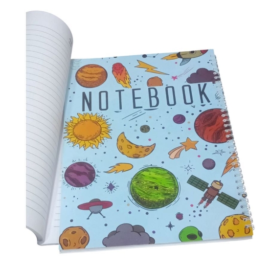 Bild von Universitätsheft Extra Line Spiralbindung 100 Blatt liniert, Planeten-Design, Kunstdruckumschlag, Format A4