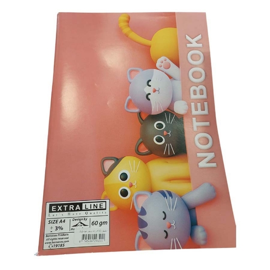 Bild von Universitätsheft Extra Line 100 Blatt liniert geheftet, Weißkatzen-Design, Kunstdruckumschlag, Format A4