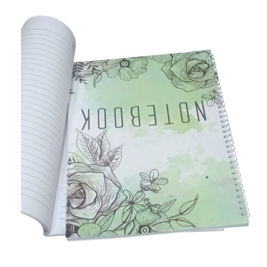 图片 Extra Line 大学用螺旋装订横线本 100 页，绿色树木图案，铜版纸封面，A4 尺寸