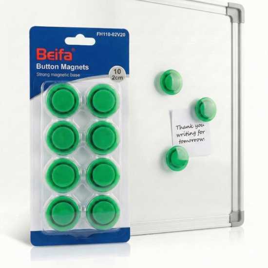 Imagen de مغناطيس سبورة بيفا دائري - 2 سم، 10 قطع، لون أخضر (موديل FH110-04V20)