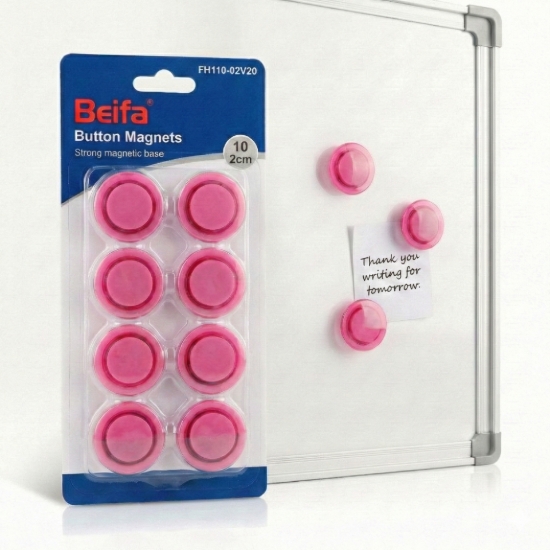 Imagen de مغناطيس سبورة بيفا دائري - 2 سم، 10 قطع، لون وردي (موديل FH110-34V20)