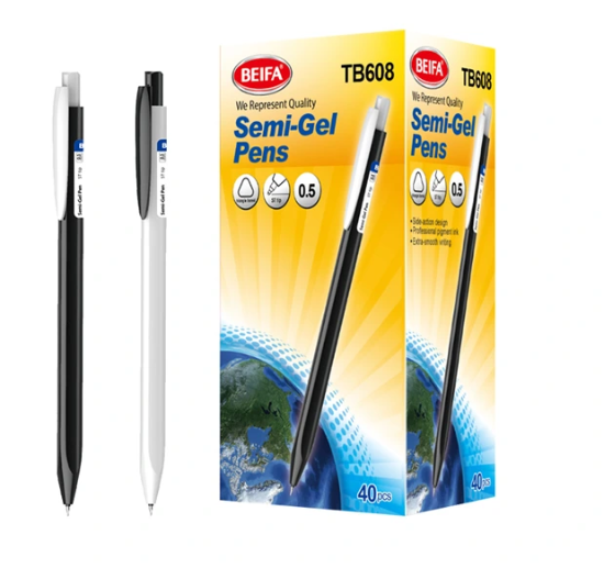 图片 قلم سيمى جيل ازرق بيفا 0.5 مم ابيض موديل TB608-02BC