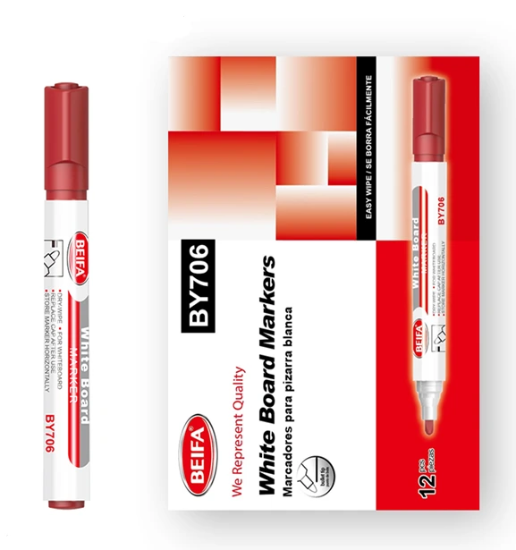 Bild von Beifa Roter Whiteboard-Marker mit Rundspitze – Modell BY706-03B7