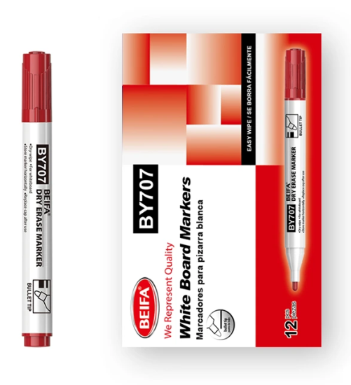 Bild von Beifa Roter Whiteboard-Marker mit Rundspitze – Modell BY707-03B7