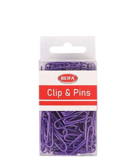 Picture of Beifa Purple Paper Clips in Plastic Box 50mm (30 Clips) – Model FH103C-08V50
