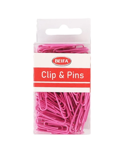 Picture of Beifa Pink Paper Clips in Plastic Box 50mm (30 Clips) – Model FH103C-34V50