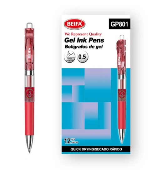 图片 قلم جيل أحمر سريع الجفاف 0.5 مم بسوستة - بيفا موديل GP801-03B7