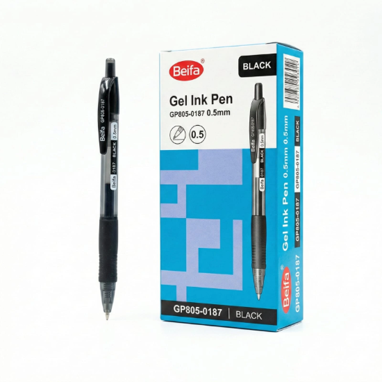 图片 Beifa 0.5mm 速干黑色按动中性笔 – 型号 GP805-01B7