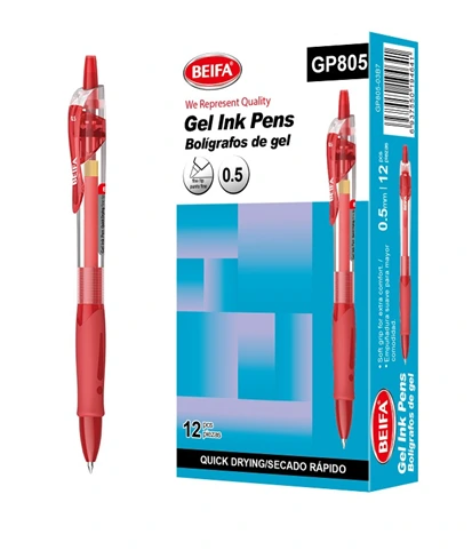图片 Beifa 0.5mm 速干红色按动中性笔 – 型号 GP805-03B7