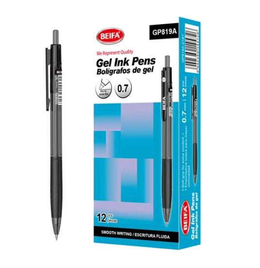 图片 Beifa 0.7mm 速干黑色按动中性笔 – 型号 GP819A-01B7