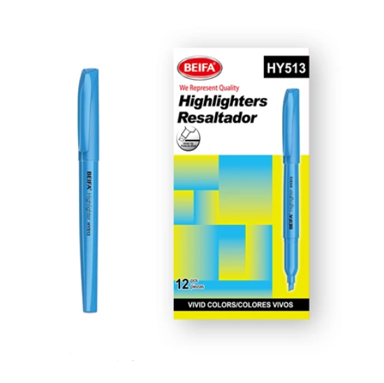 Picture of قلم فسفوري مشطوف سن رفيع ازرق سماوى -بيفا موديل HY513-02B7