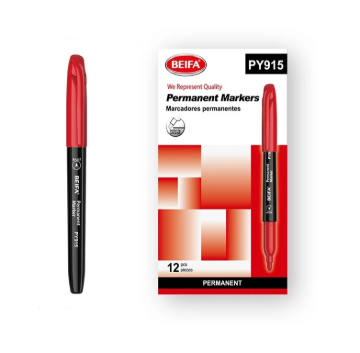 Image de Marqueur Permanent Rouge Beifa, Pointe Ronde – PY915-03B7