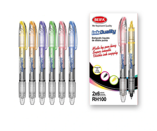 图片 Beifa 二合一双头笔 – 黄色荧光笔 + 黑色0.5毫米墨水笔，Modi – RH100 12B1