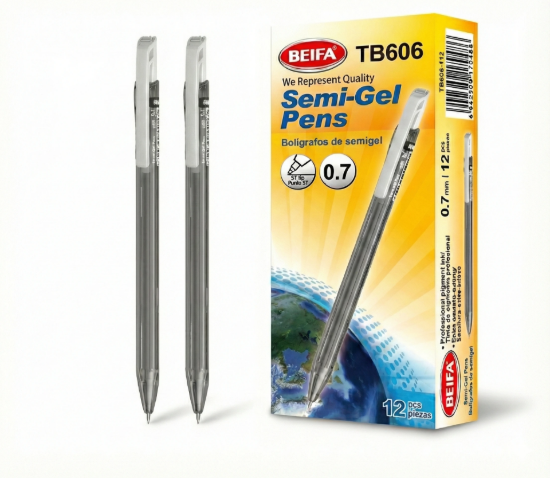 Picture of Beifa Semi Gel Pen with Spring Black 0.7 mm Model TB606-112