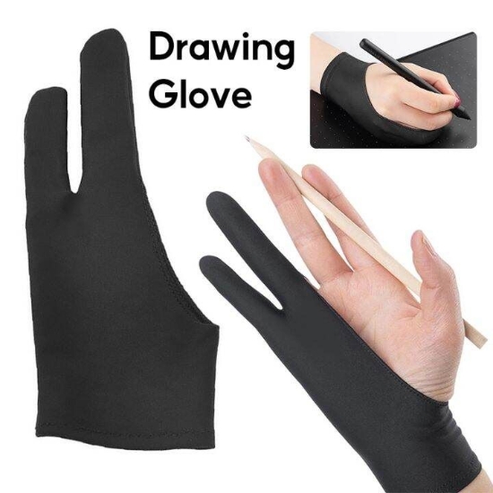 Bild von Schwarzer Lycra-Zeichenhandschuh, 2-Finger – Größe (Medium)