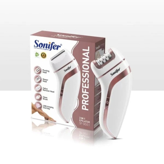 Picture of ماكينة ازالة الشعر سونيفير كهربائية 3 × 1 قابلة للشحن 3 وات موديل SF 9551