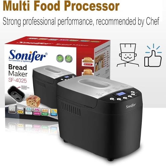 Picture of ماكينة صنع الخبز سونيفير كهربائية ديجتال 850 وات موديل SF 4025