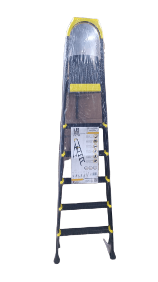 Image de Échelle métallique pliante Mano, 5 marches, 1,3 m, forme en D, pieds antidérapants, charge maximale 150 kg