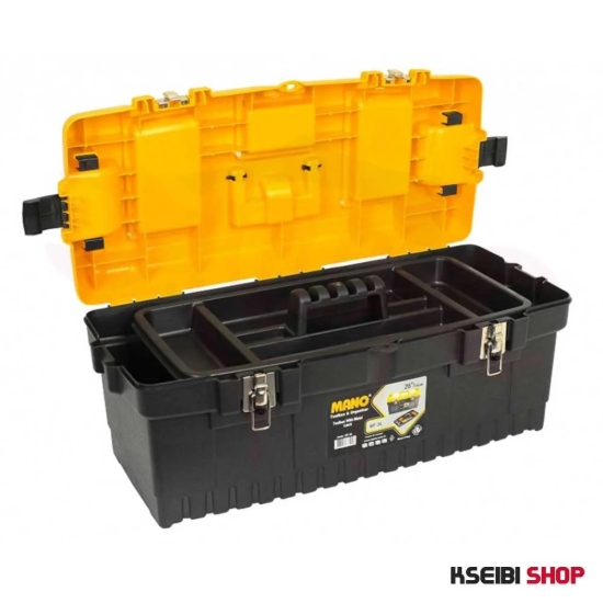Picture of Mano Plastic Tool Box with Plastic Lock and Top Organizers, 26 Inch, 290 × 315 × 710 mm, Model MT-26