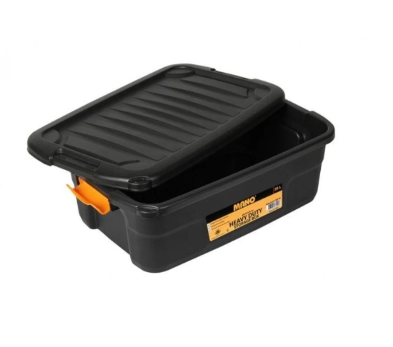 图片 Mano 重型塑料收纳箱带盖，30升，200 × 390 × 600 毫米，型号 NB-30
