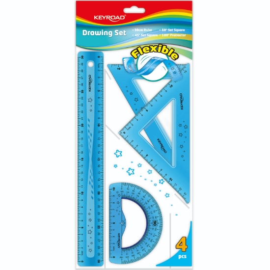 图片 Keyroad 柔性几何套装 30厘米直尺 4件套 多种颜色 型号 KR972501