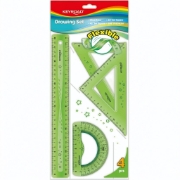 图片 Keyroad 柔性几何套装 30厘米直尺 4件套 多种颜色 型号 KR972501