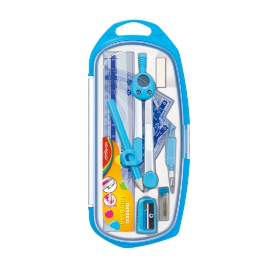 Image de Set de géométrie Keyroad, 10 pièces, boîte en plastique, couleurs assorties, modèle KR971489