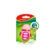 图片 Keyroad Sharpie Duo 塑料削笔器，单孔，带储屑盒和闭合按钮，1个卡装，多种颜色，型号 KR971605