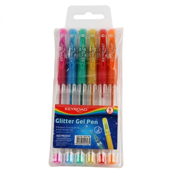 图片 六色闪光胶笔套装 - Key Road KR55748