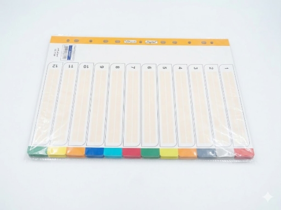 Picture of فواصل كرتون بلسان بلاستيك 12 لون – ياسين YA2412