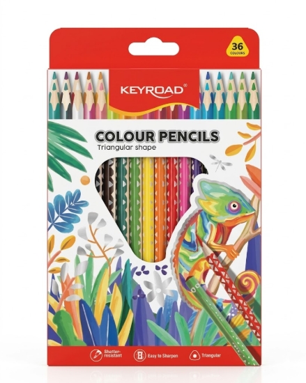Picture of طقم ألوان خشب طبي مثلث 36 لون - كي رود موديل KR972503