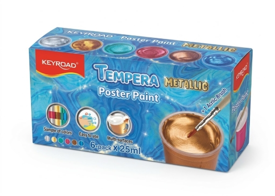 图片 Keyroad 海报颜料套装 6 种金属色 25 毫升装 型号 KR972983