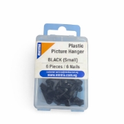 Picture of باكت مسمار وعليقة بلاستيك 6 عليقة + 6 مسمار مقاس صغير لون أسود