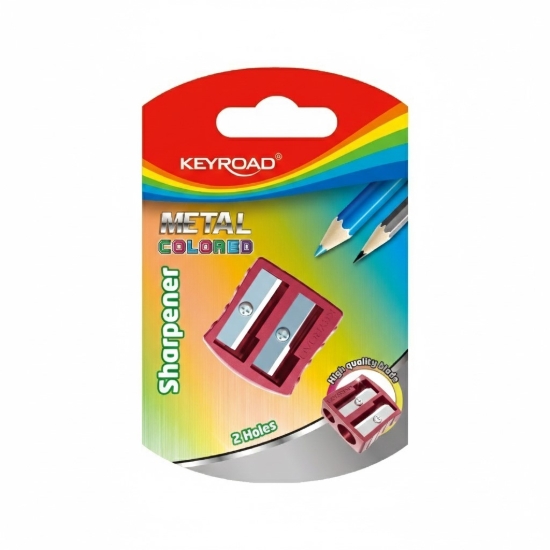 Imagen de Sacapuntas Metálico Keyroad 2 Orificios Blíster 1 Pieza Multicolor Modelo KR971867