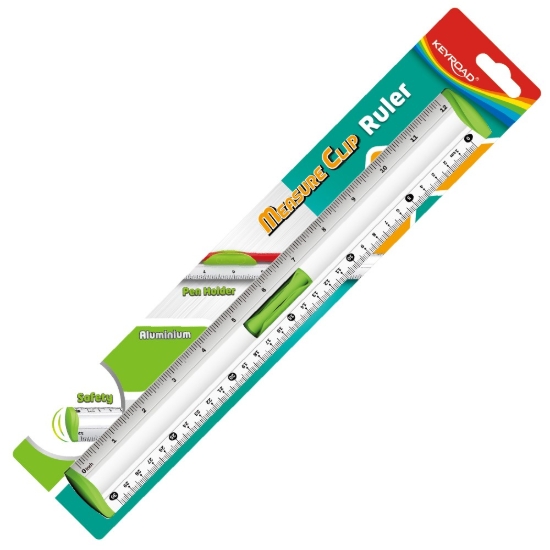 Picture of مسطرة المونيوم كى رود 30 سم بمكان للقلم متعدد الألوان موديل KR971313