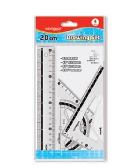 Picture of طقم هندسي شفاف كى رود مسطرة 20 سم 4 قطعة موديل KR973347