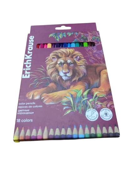 Picture of Erich Krause Wooden Colored Pencils Set 18 Colors Triangle 3.3 mm Model 61815