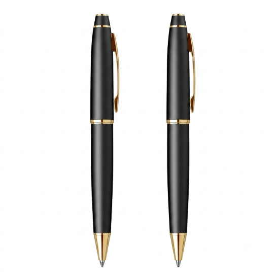 Picture of SCRIKSS MATT FOUNTAIN PEN + BALL PEN + 3 CARTRIDGES SET 35 BLACK X GOLD IN PREMIUM BOX MODEL 85988