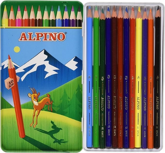 Picture of Alpino Hexagonal Colored Pencils 12 Colors Tin Box Model AL000754