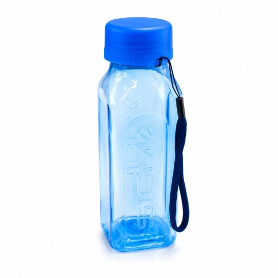 Bild von Sigma transparente blaue auslaufsichere Wasserflasche mit Trageband 650 ml