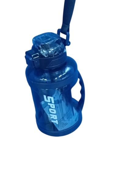 Bild von Sport-Wasserflasche mit Trinkhalm, auslaufsicher mit Trageband, transparente Farben 1600 ml Modell 9932