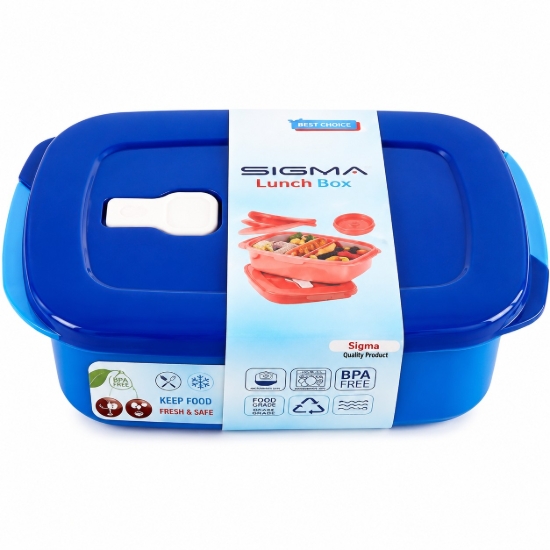 Picture of Sigma Dark Blue Divided Lunch Box 2 Tiers 2 Liters
