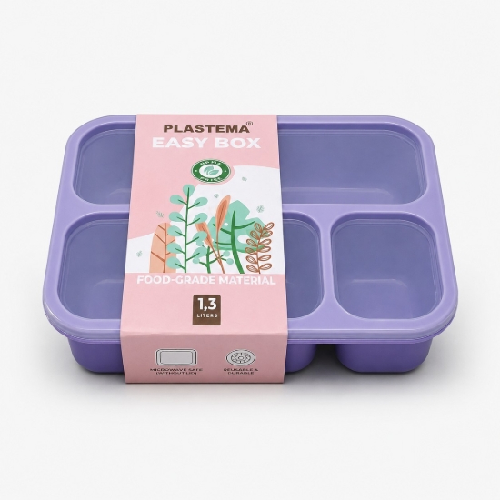 Picture of Plastima Assorted Colors Divided Lunch Box with Fork, Spoon and Knife 1.3 L
