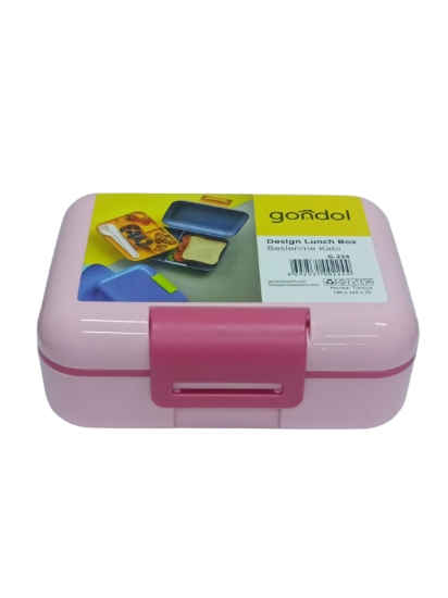 Picture of Gondol Tasty Assorted Colors Divided Lunch Box with Spoon and Fork Model G-224